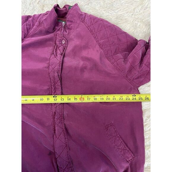Hunt Club Womens Large Vintage Magenta Pink Silk Quilted Chore Jacket Zip Up - Picture 4 of 11
